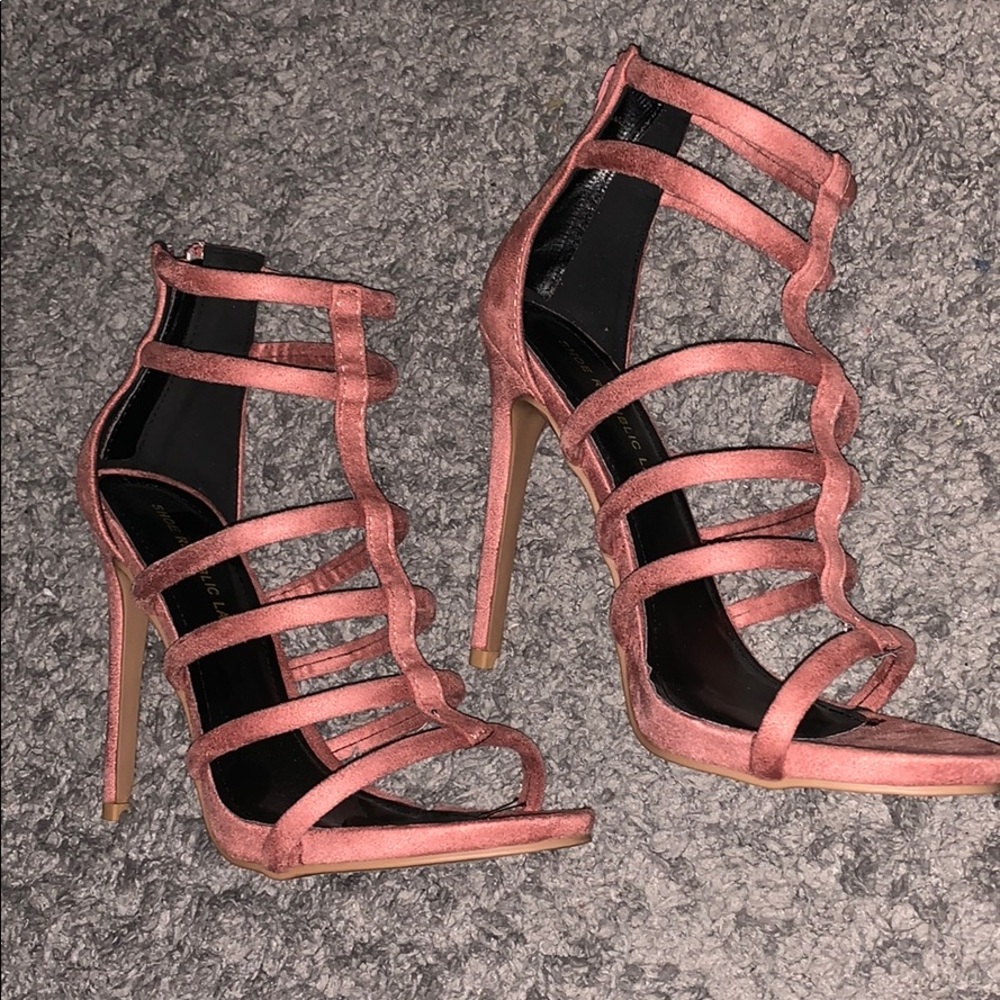 Salmon Suede Heels